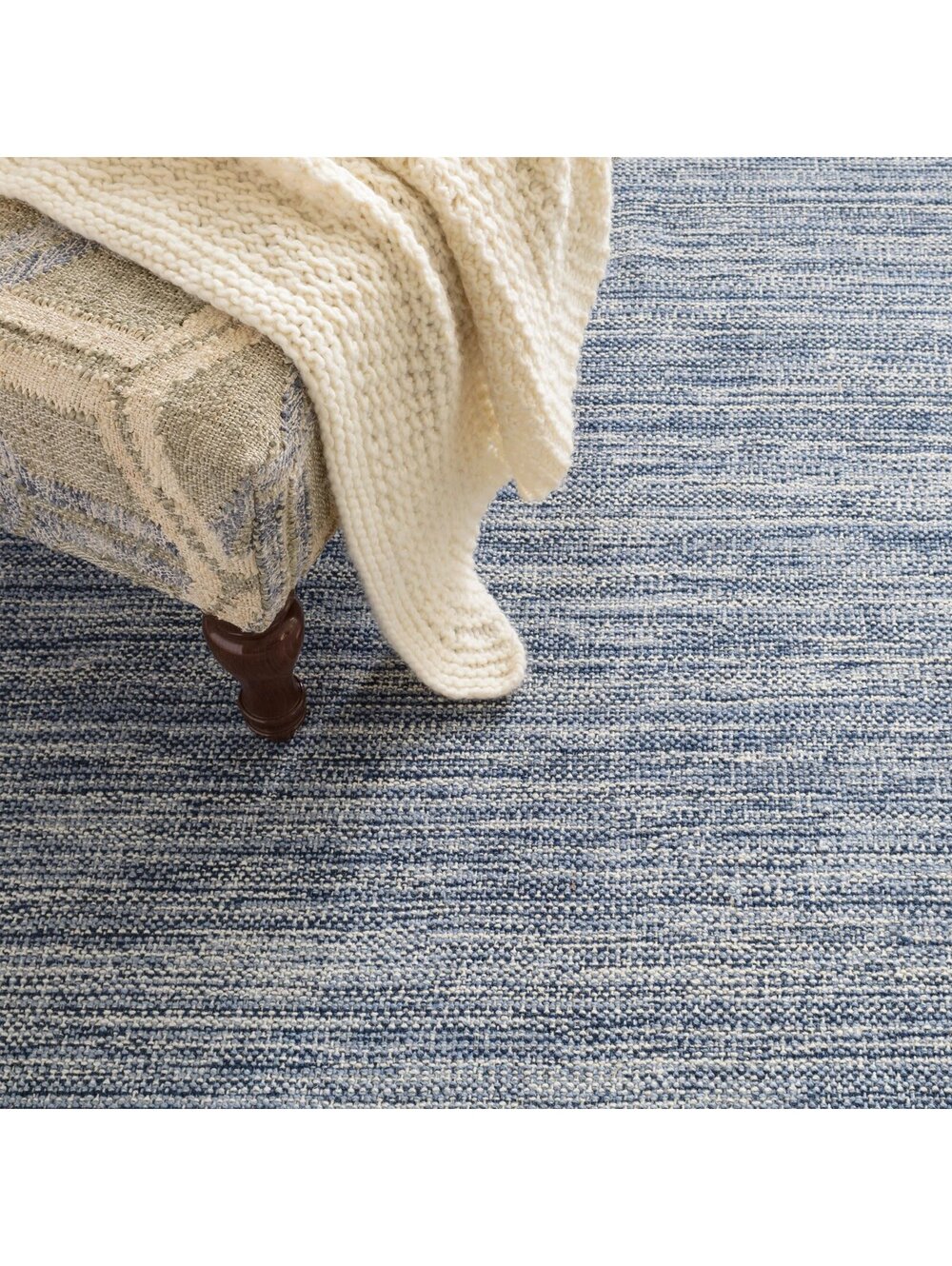 Annie Selke Bella Handwoven Wool Rug by Bunny Williams | Navy Rug Size 2'6"x8' - Picture 4 of 4